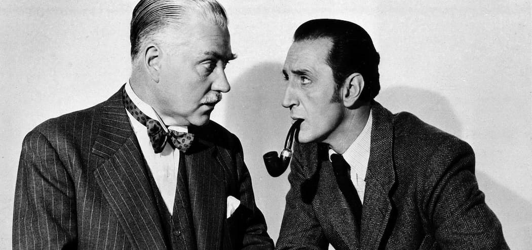 Nigel Bruce as Dr. Watson and Basil Rathbone as Sherlock Holmes in "The Adventures of Sherlock Holmes." (AP)
