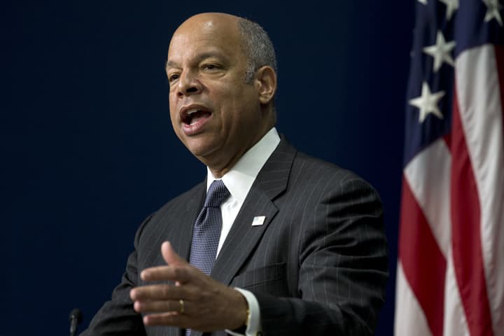 Homeland Security Secretary Jeh Johnson speaks during the White House Summit on Countering Violent Extremism, Wednesday, Feb. 18, 2015, in the South Court Auditorium of the Eisenhower Executive Office Building on the White House Complex in Washington. (AP)