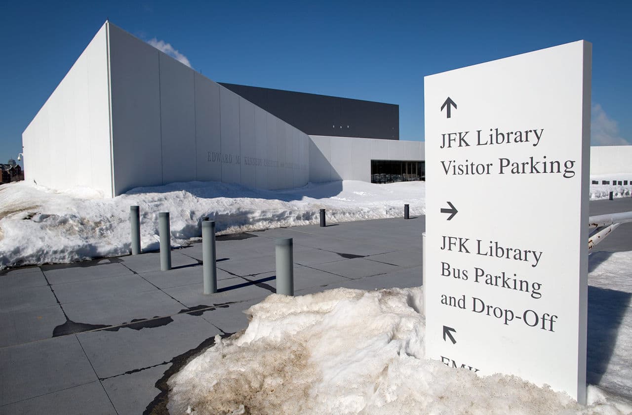 The institute is adjacent to the John F. Kennedy Presidential Library and Museum at Columbia Point. (Robin Lubbock/WBUR)