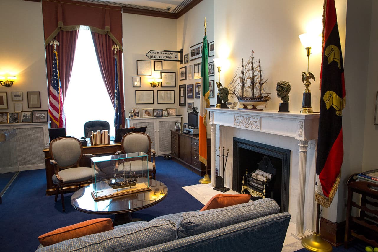A replica of Sen. Edward Kennedy's Senate office. (Robin Lubbock/WBUR)