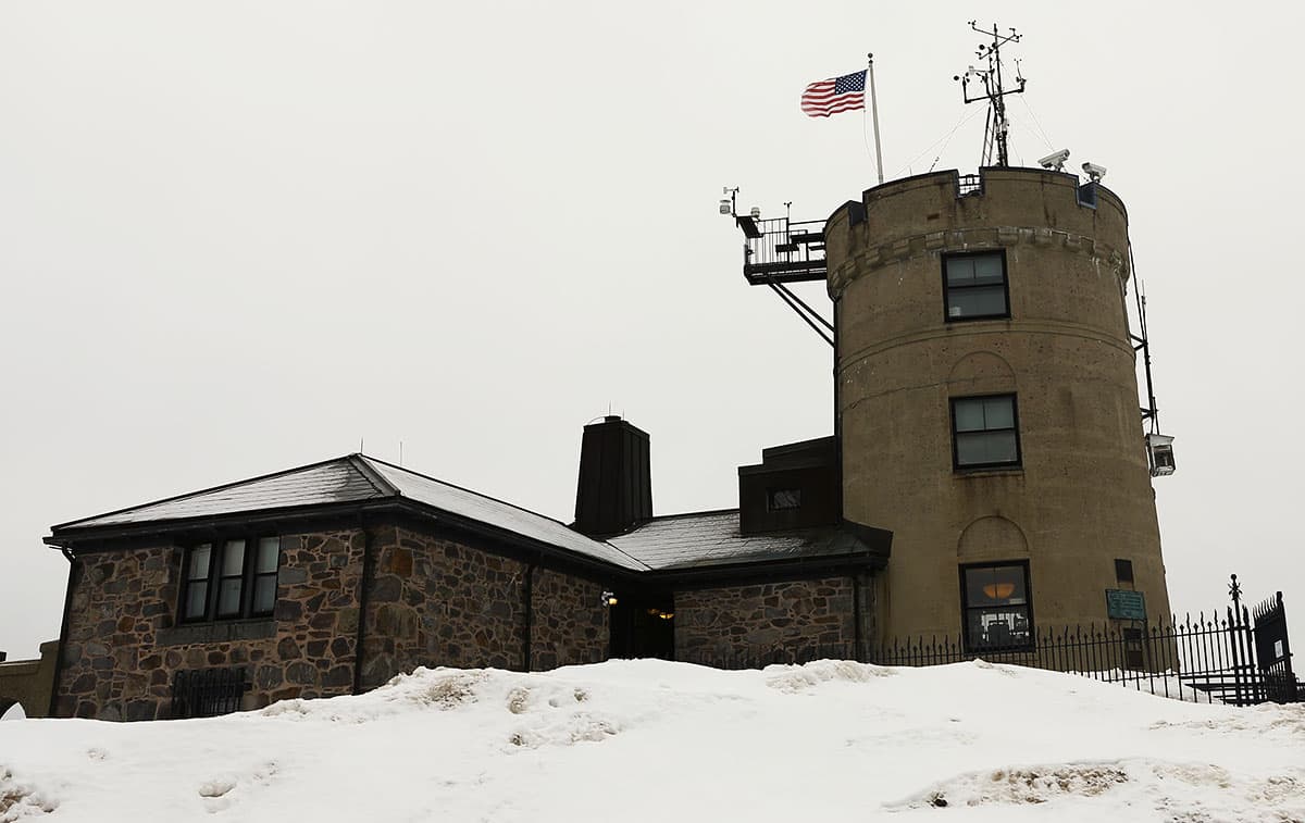 As of Friday, the Blue Hill Observatory & Science Center has received 143.4 inches of snow, exactly 1 inch shy of the snowiest winter on record. (Simón Rios/WBUR)