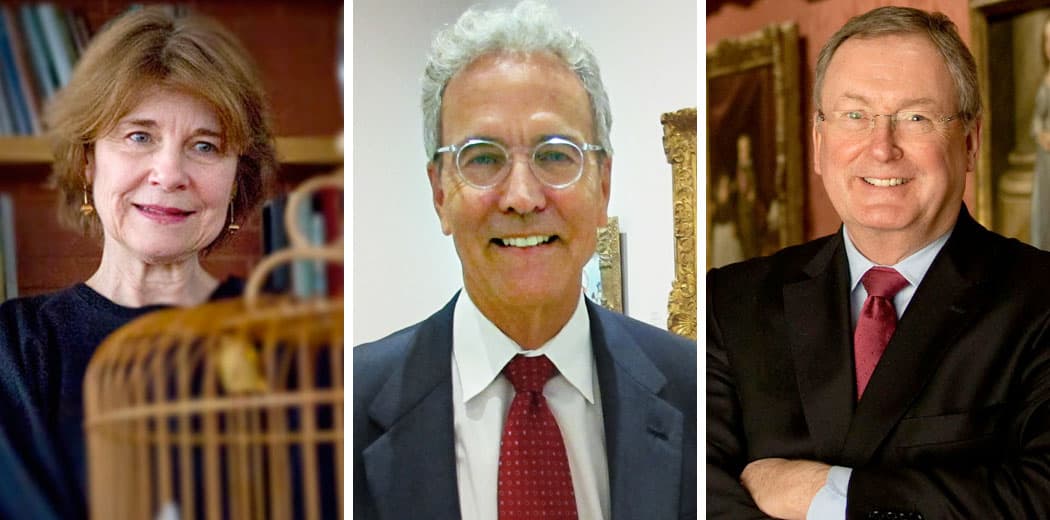 From left to right, Anne Hawley, Thomas Lentz and Malcolm Rogers. (Jesse Costa/Andrea Shea/Courtesy MFA)