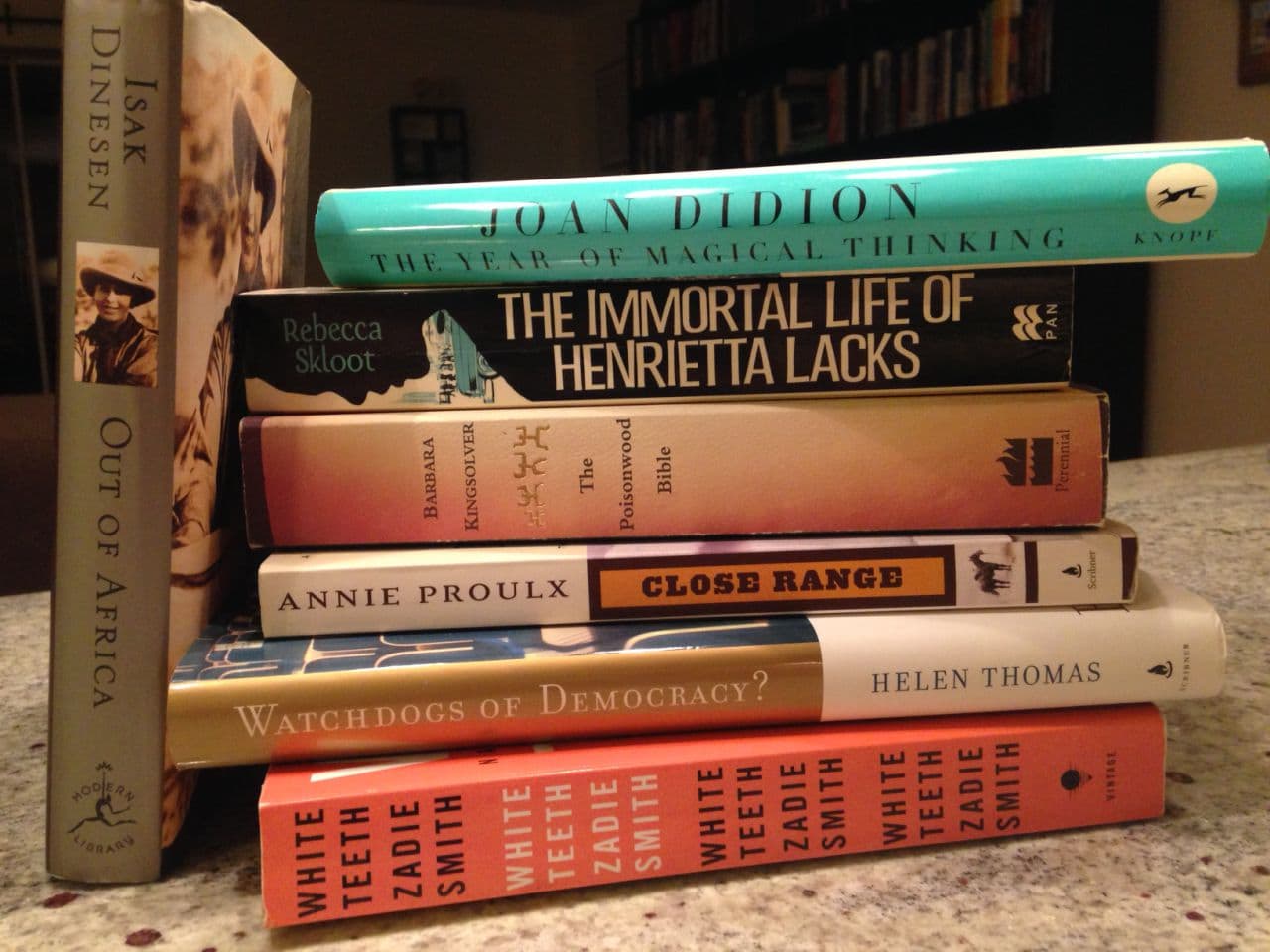 Some of the books by women authors Peter O'Dowd read in a decade. (Peter O'Dowd/Here &amp; Now)