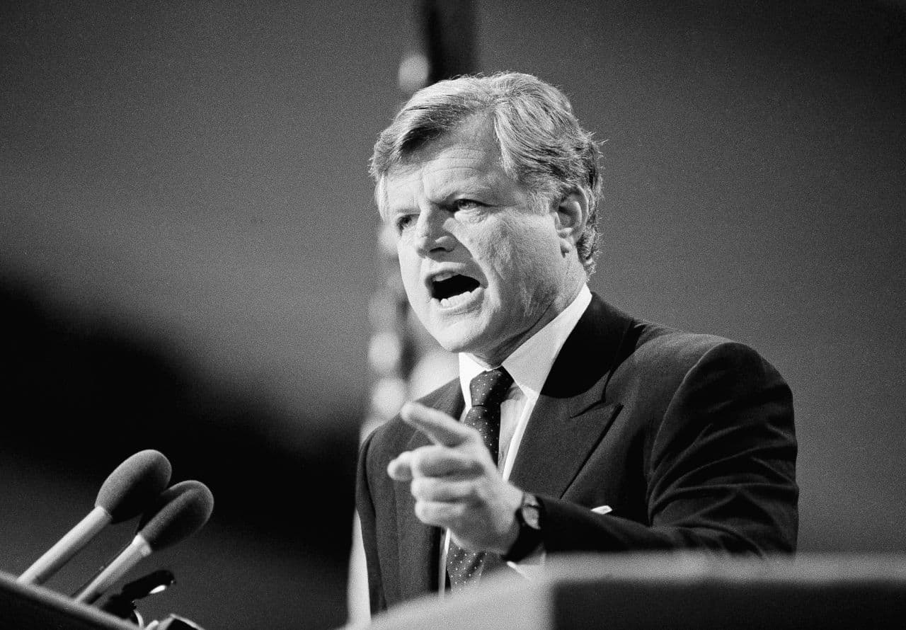 Sen. Edward Kennedy addresses the final session of the Democratic National Convention in San Francisco CA.,Thursday, July 20, 1984. (AP)