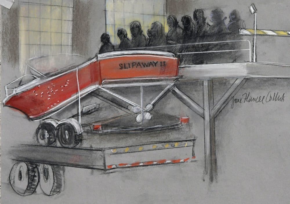 Jurors in the Boston Marathon bombing trial on Monday went to see the boat where Dzhokhar Tsarnaev was found hiding. (Jane Flavell Collins/AP)