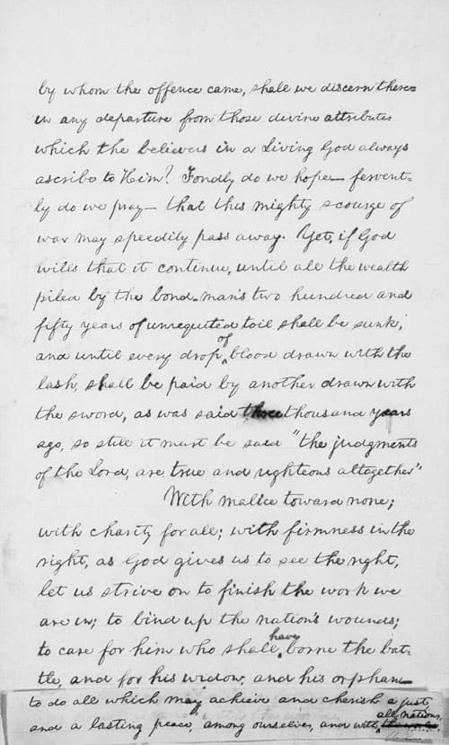 Page 2 of Lincoln&#039;s second inaugural address (ourdocuments.gov)