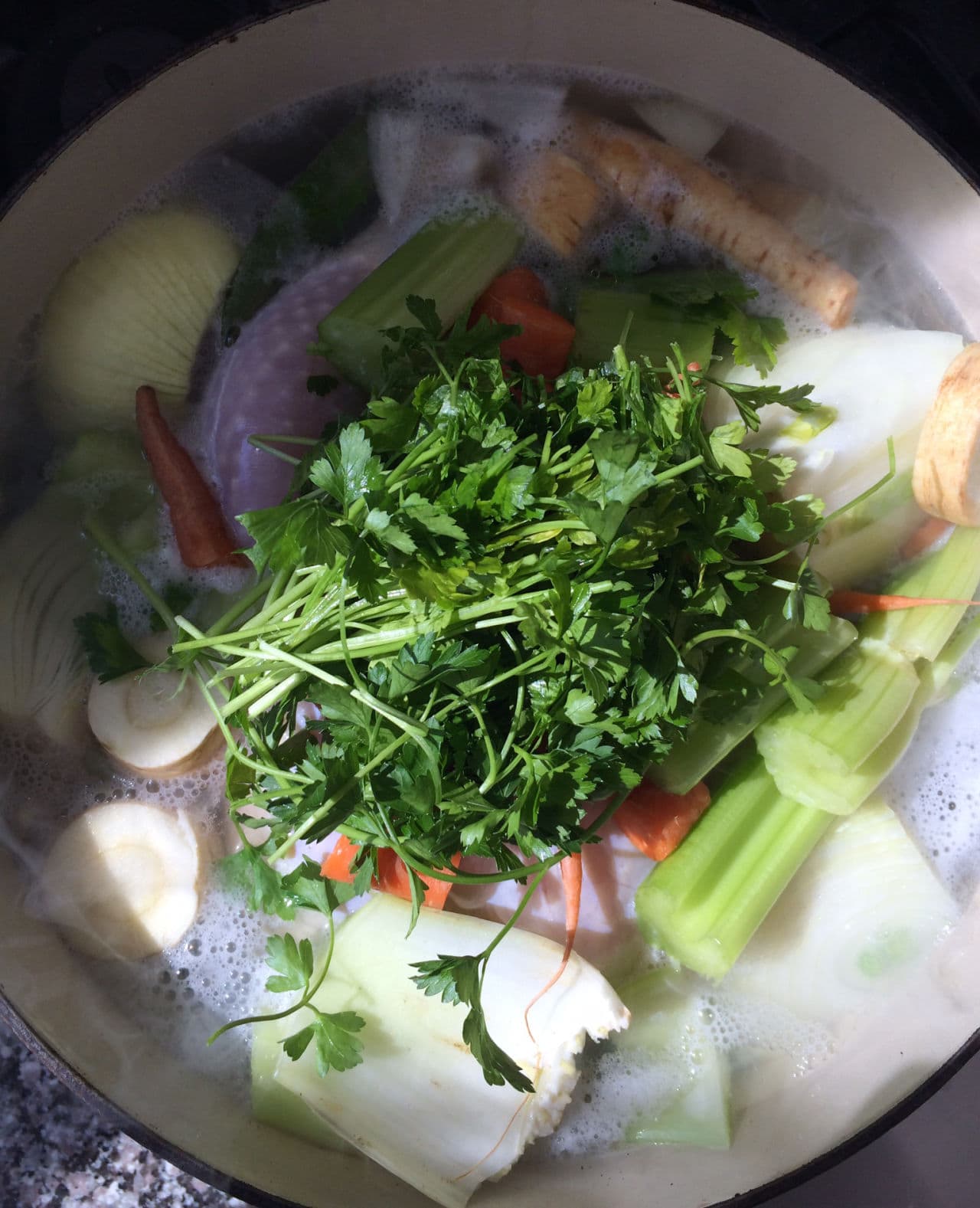 Parsley is key to chicken soup. (Kathy Gunst)