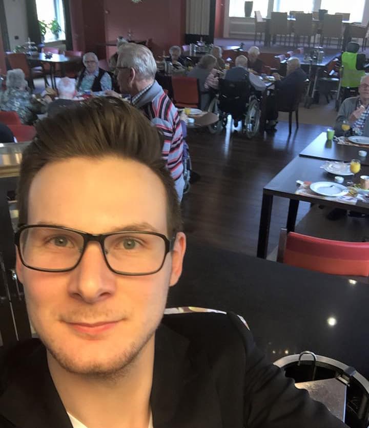 Jurrien Mentink takes a selfie at Humanitas Retirement Home during Easter dinner on April 6, 2015. (Courtesy of Jurrien Mentink)