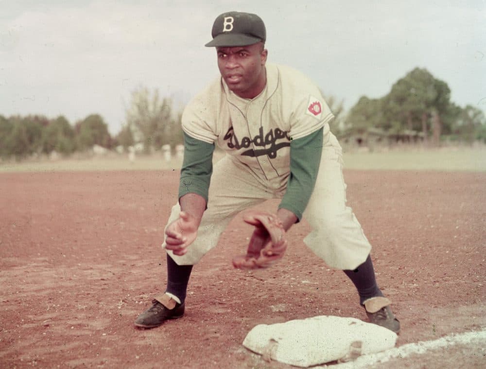 Jackie Robinson played 10 seasons for the Dodgers. He was a career .311 hitter, and was inducted into the Baseball Hall of Fame in 1962. (Keystone/Getty Images)