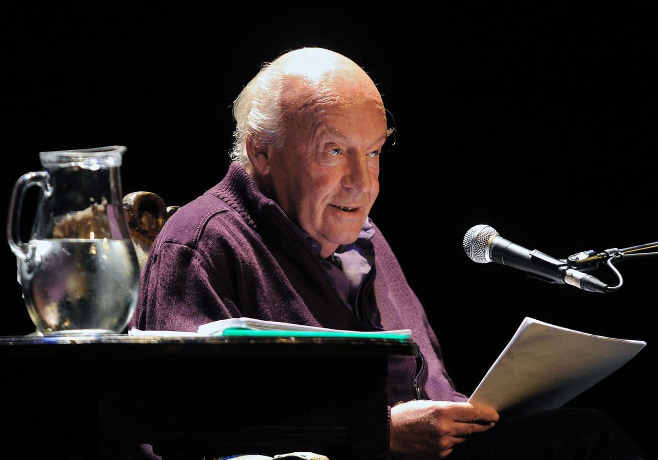 Uruguayan writer Eduardo Galeano reads from his new book "Los hijos de los dias" (The sons of the days) at the Solis Theater in Montevideo on April 3, 2012. Galeano died in Montevideo on April 13, 2015 at the age of 74. (MIGUEL ROJO/AFP/Getty Images)