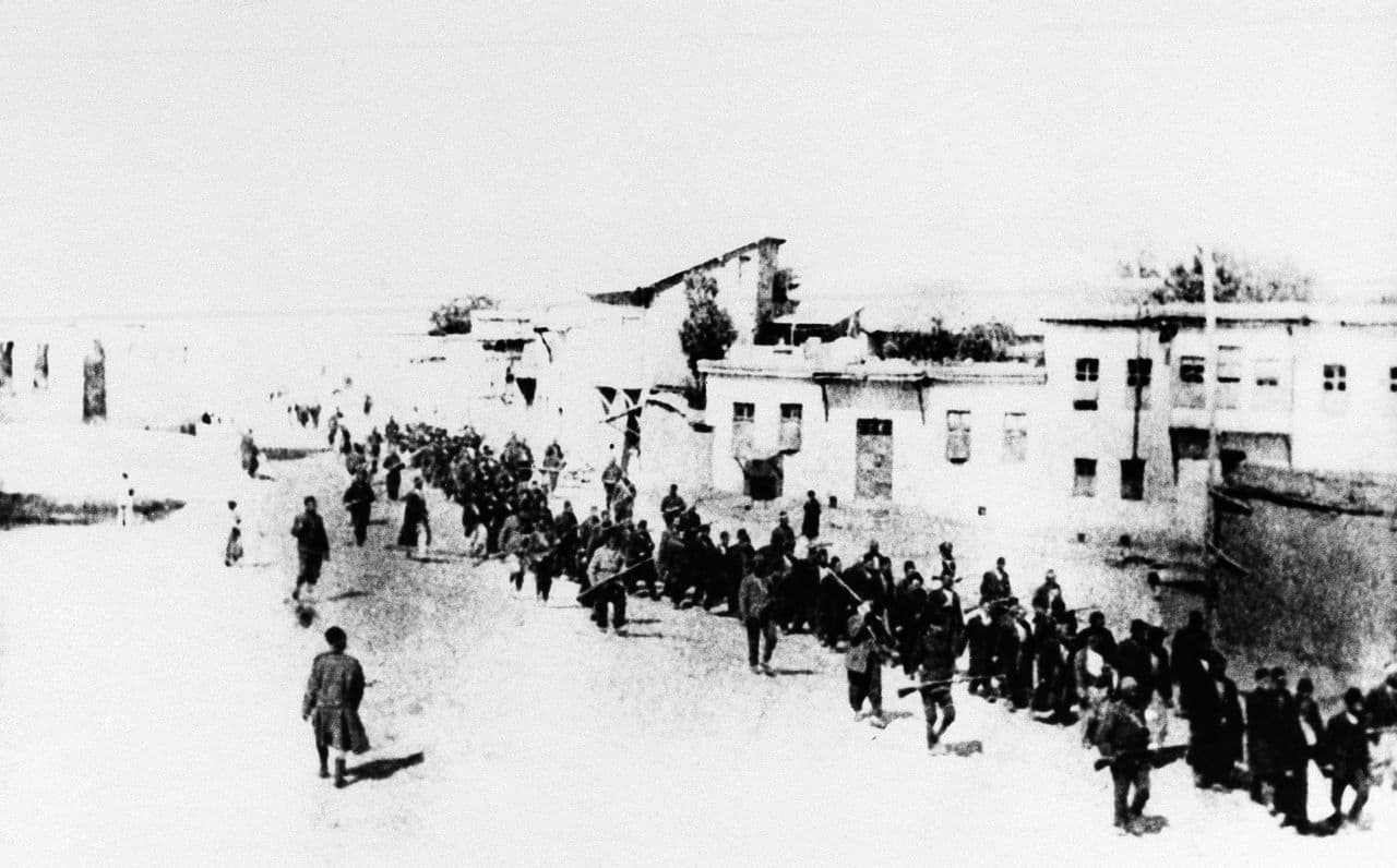 This is the scene in Turkey in 1915 when Armenians were marched long distances and said to have been massacred.  (AP)