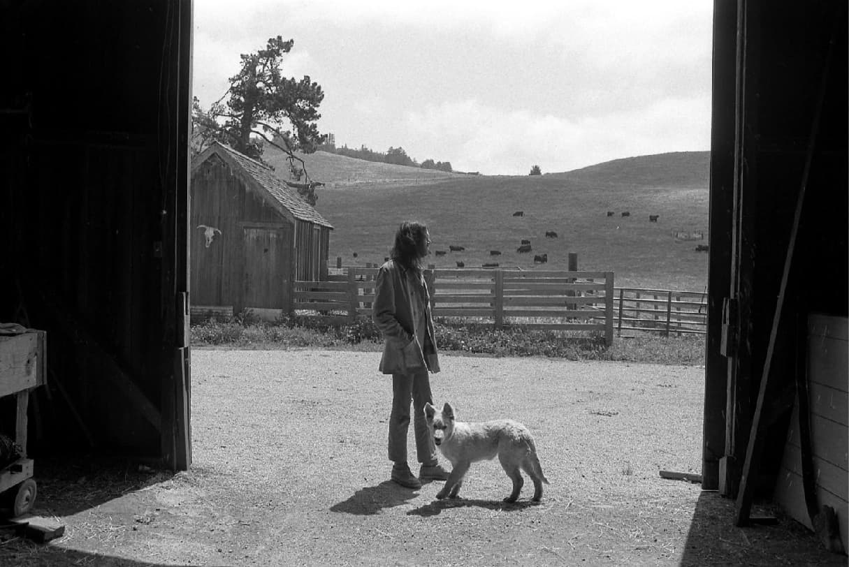 Neil Young, 1971. He's pictured at his northern California ranch with his dog. (Henry Diltz)