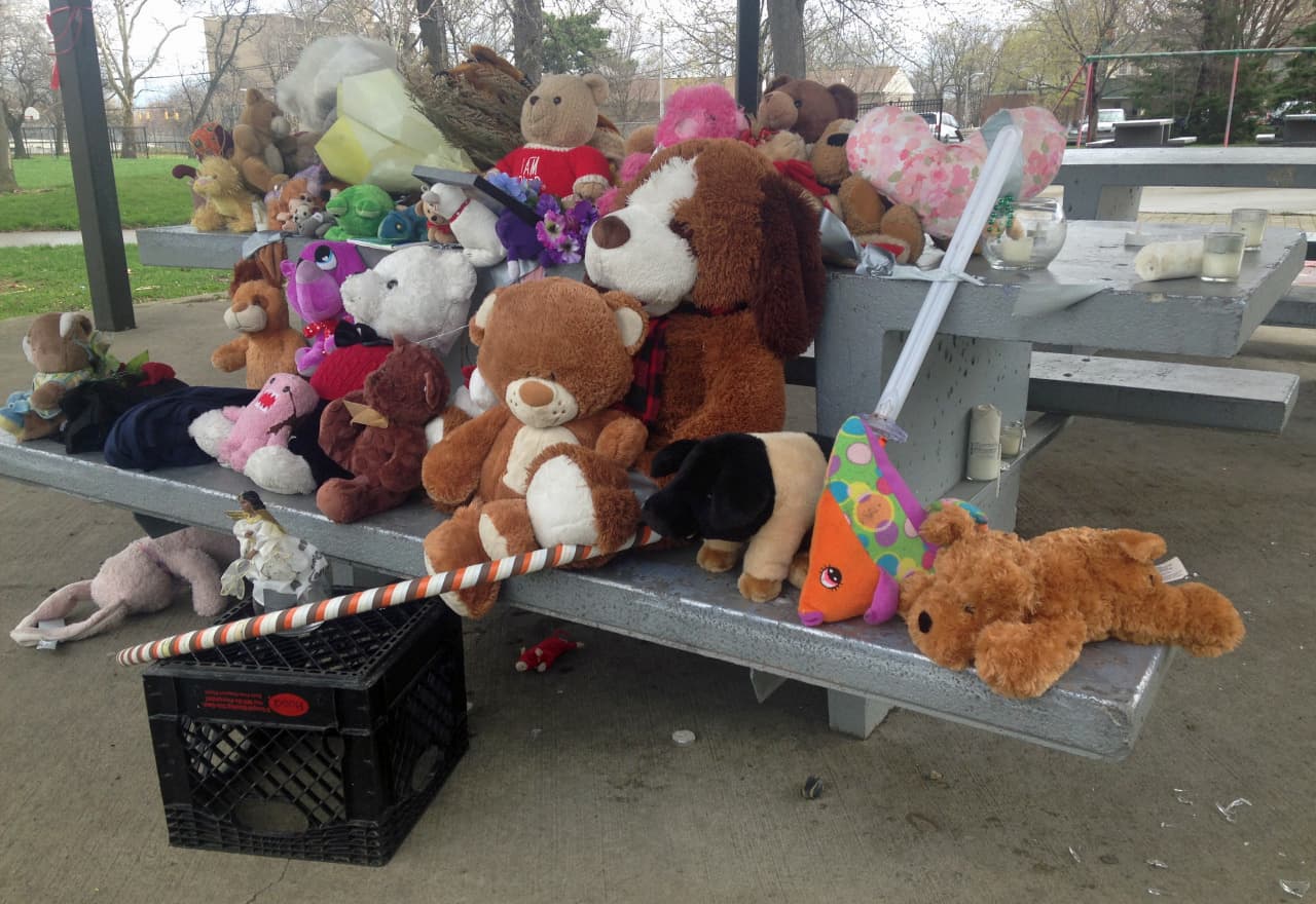A makeshift memorial at the park where 12-year-old Tamir Rice was shot and killed by police in November. (Peter O'Dowd)