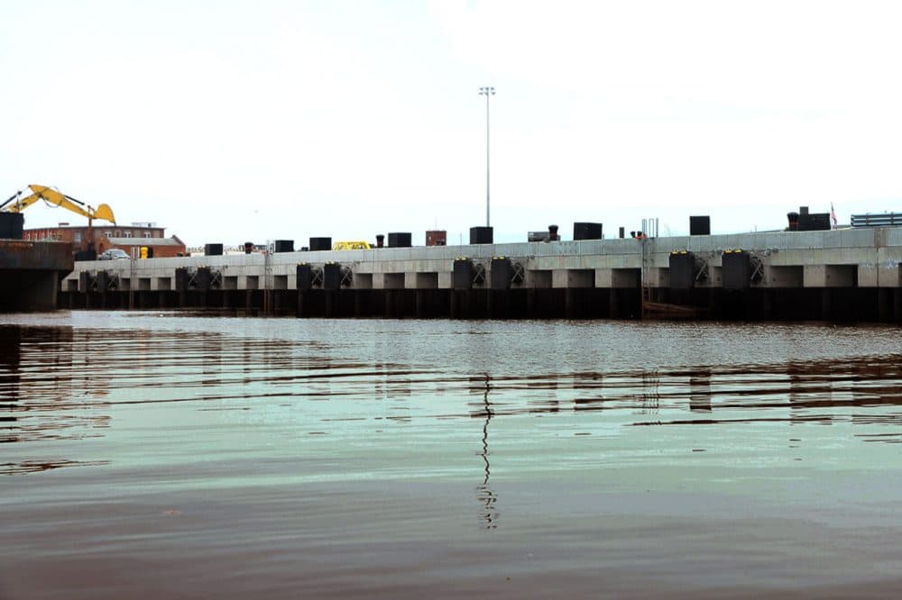 The New Bedford Marine Commerce Terminal as seen from the New Bedford harbor. The terminal bulkhead is rated to support 4,000 pounds per square foot, enough to handle the heaviest components of offshore wind infrastructure. (Simon Rios/WBUR)