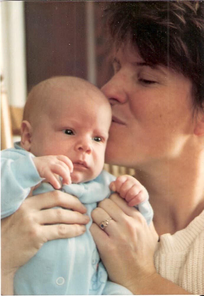 The author kisses her firstborn son, Blaise. (Courtesy)