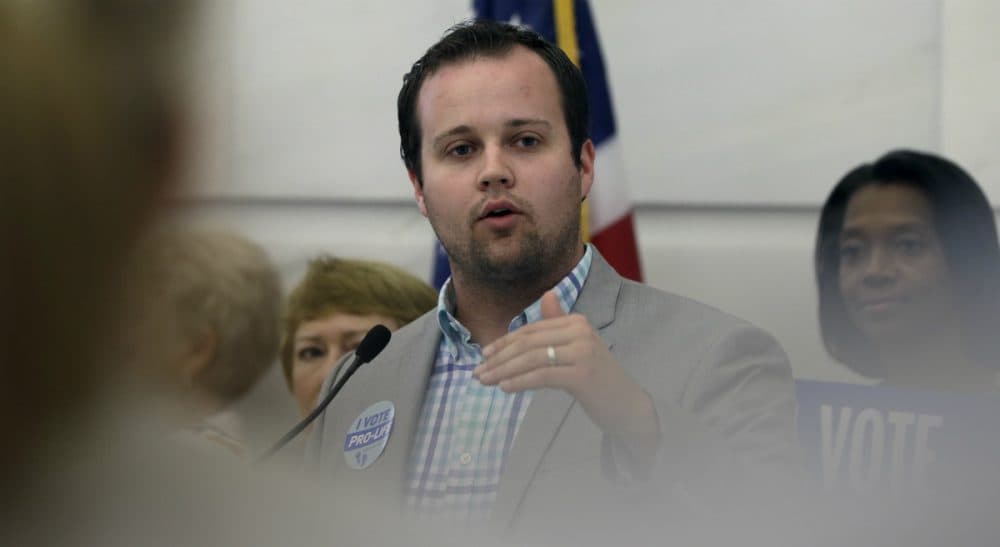 In this Aug. 29, 2014, file photo, Josh Duggar, then-executive director of FRC Action, the non-profit lobbying arm of the Family Research Council, speaks in favor the Pain-Capable Unborn Child Protection Act at the Arkansas state Capitol in Little Rock, Ark. In the wake of revelations that he molested girls when he was 14, Duggar resigned as head of the Christian lobbying group. (Danny Johnston/AP)