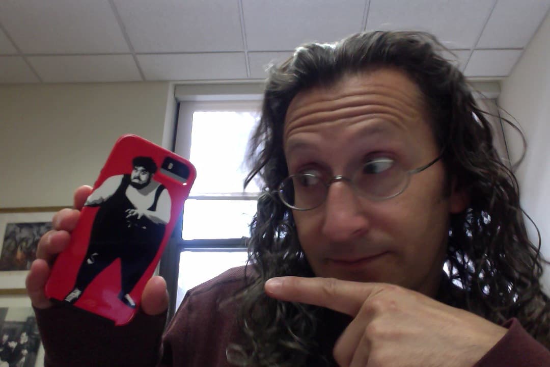 Portnoy and his custom "Blimp" Levy iPhone case. (Courtesy Photo)
