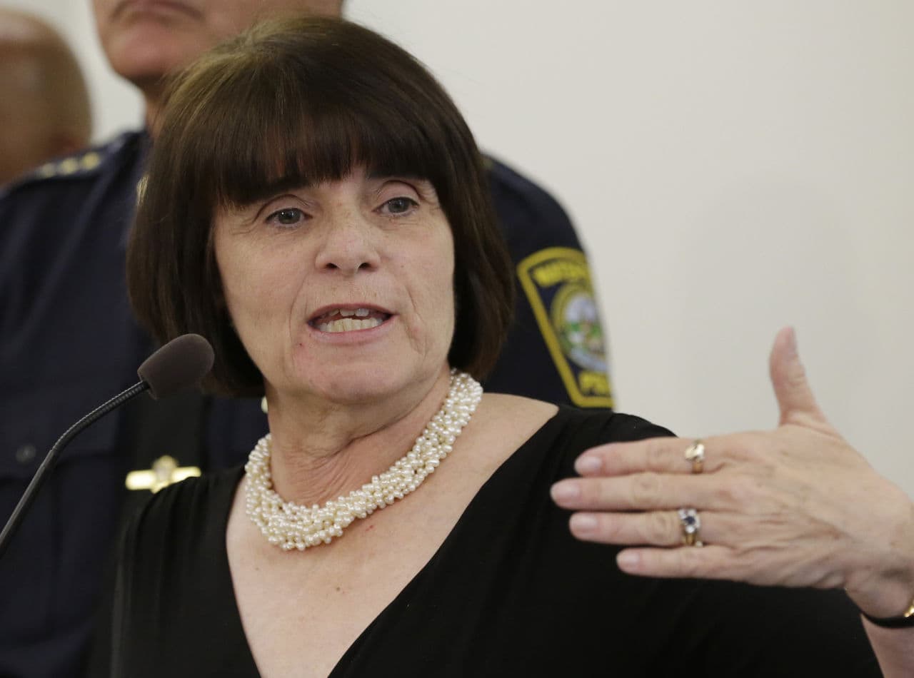 Middlesex County District Attorney Marian Ryan speaks during a news conference Tuesday in Woburn about her investigation into the Watertown shootout. (Steven Senne/AP)
