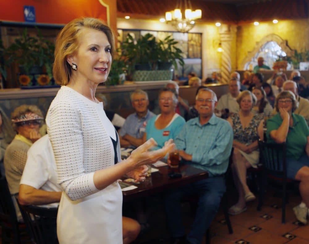 Republican presidential candidate Carly Fiorina, a former Hewlett-Packard CEO, speaks at a luncheon hosted by the Derry Republican Town Committee, on May 26, 2015, in Derry, N.H. (Jim Cole/AP)