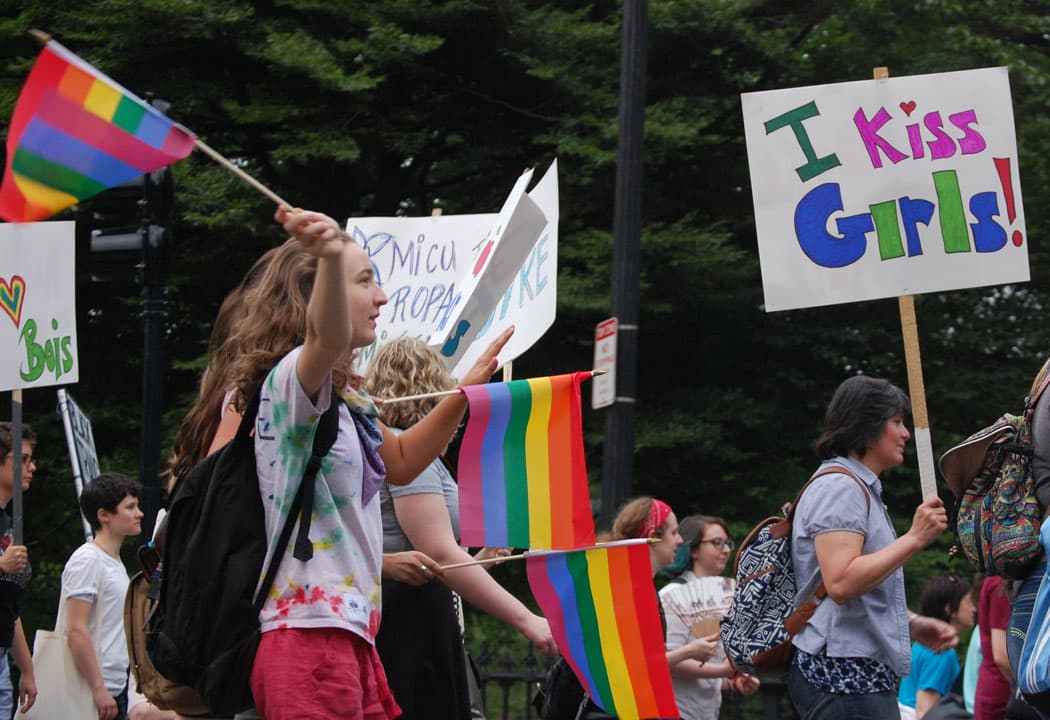 "I kiss girls!" The 2015 Boston Dyke March. (Greg Cook)