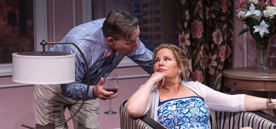 Alexander Cook and Jennifer Coolidge in Central Square Theater's production of "Saving Kitty." (A.R. Sinclair Photograph)
