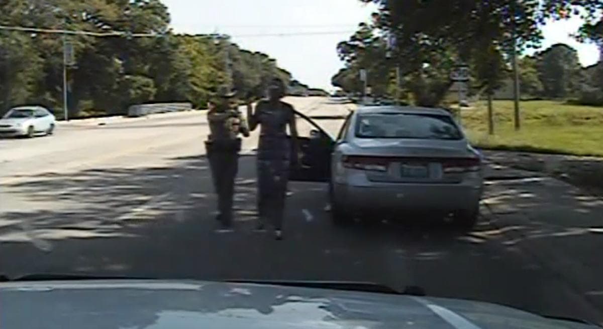 In this July 10, 2015, frame from dashcam video provided by the Texas Department of Public Safety, trooper Brian Encinia arrests Sandra Bland during a traffic stop in Waller County, Texas. Bland was taken to the Waller County Jail that day and was found dead in her cell on July 13. (AP) 