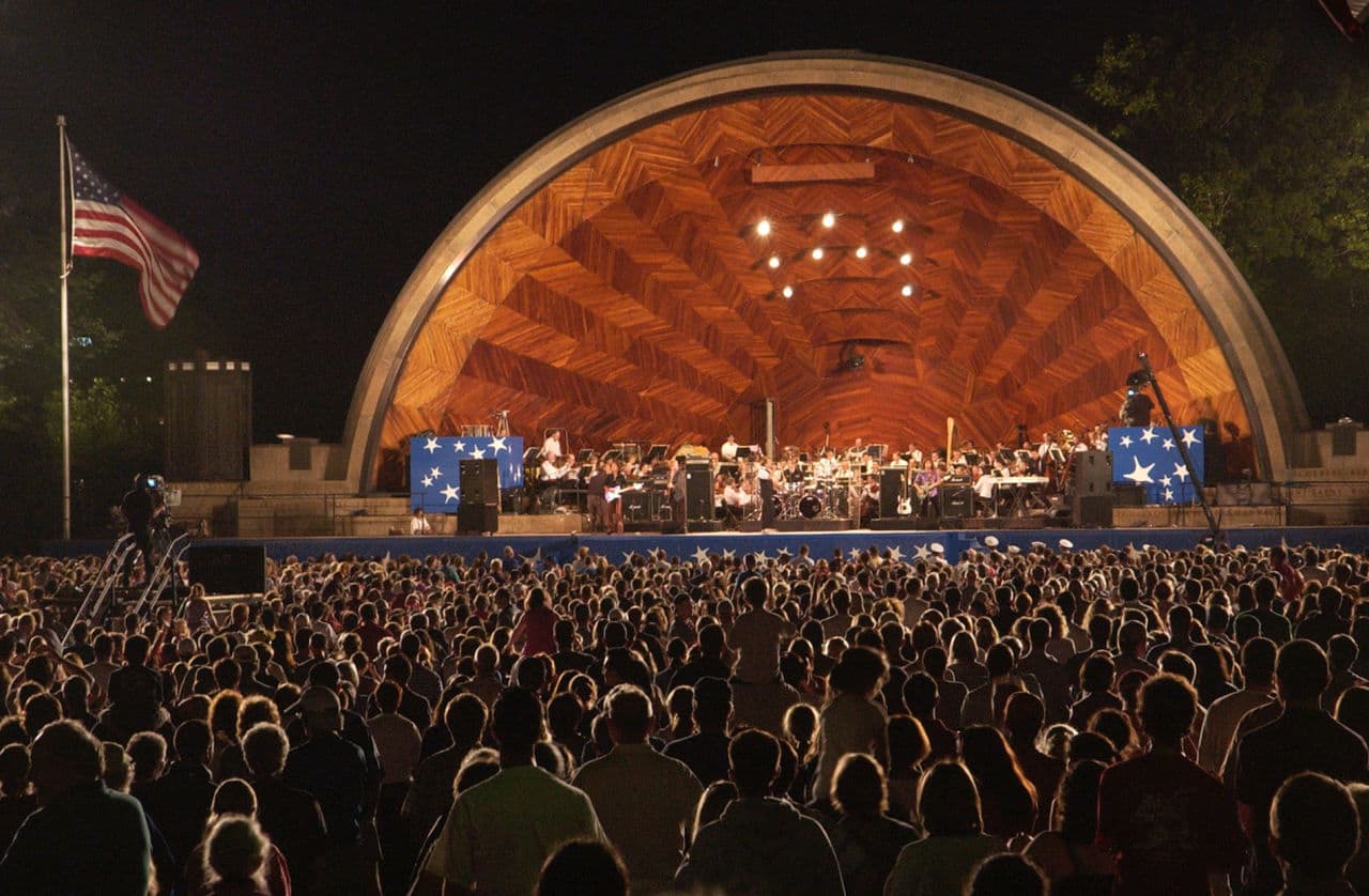 The crowd at the 2004 Boston Pops July Fourth performance at the Hatch Shell. (Lisa Poole/AP)