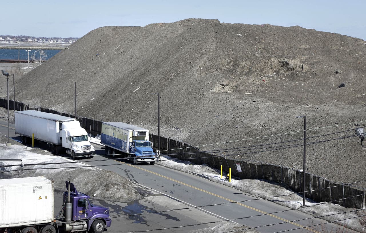 In March, after the worst of the city's winter was over, the snow pile was just beginning to shrink.  (Steven Senne/AP)