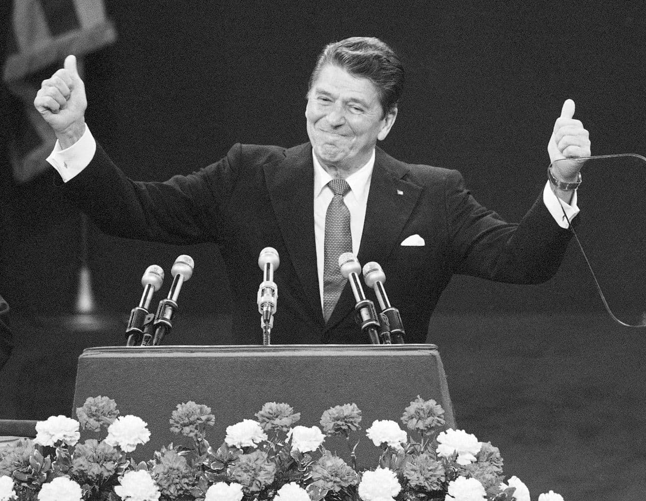 Rich Barlow: "Ronald Reagan entered the White House with unimpeachable anti-communist credentials... Yet when he sensed a different leader in Mikhail Gorbachev, the Gipper set the diplomatic microwave on thaw, notably agreeing to the 1987 INF Treaty." Pictured: Ronald Reagan, July 17, 1980. (Rusty Kennedy/AP)