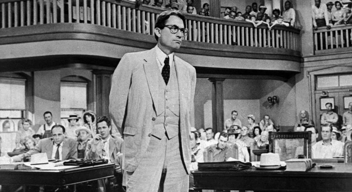 Actor Gregory Peck is shown as attorney Atticus Finch, a small-town Southern lawyer who defends a black man accused of rape, in a scene from "To Kill a Mockingbird," based on the novel by Harper Lee. July 14, 2015 saw the publication of Lee's "Go Set A Watchman," a kind of sequel to "To Kill a Mockingbird," which presents a very different Atticus Finch. (Universal/AP)