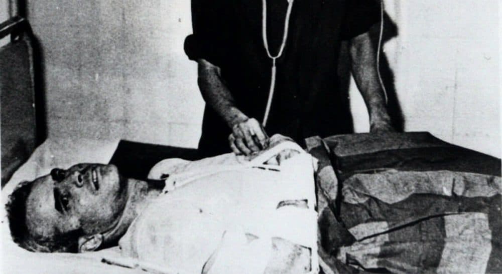 Laura McTaggart: &quot;In the case of John McCain, the word in all its weighty glory hardly seems enough.&quot; Pictured: John McCain is administered to at a Hanoi, Vietnam, hospital as a prisoner of war in 1967. Republican presidential candidate Donald Trump criticized Sen. John McCain's military record at a conservative forum Saturday, July 18, 2015, saying the party's 2008 nominee and former prisoner of war was a &quot;war hero because he was captured. I like people who weren't captured.&quot; McCain spent 20 years in the Navy, a quarter of it in a Vietnamese prisoner of war camp after his jet was shot down over Hanoi during a bombing mission Oct. 26, 1967. (AP Photo)