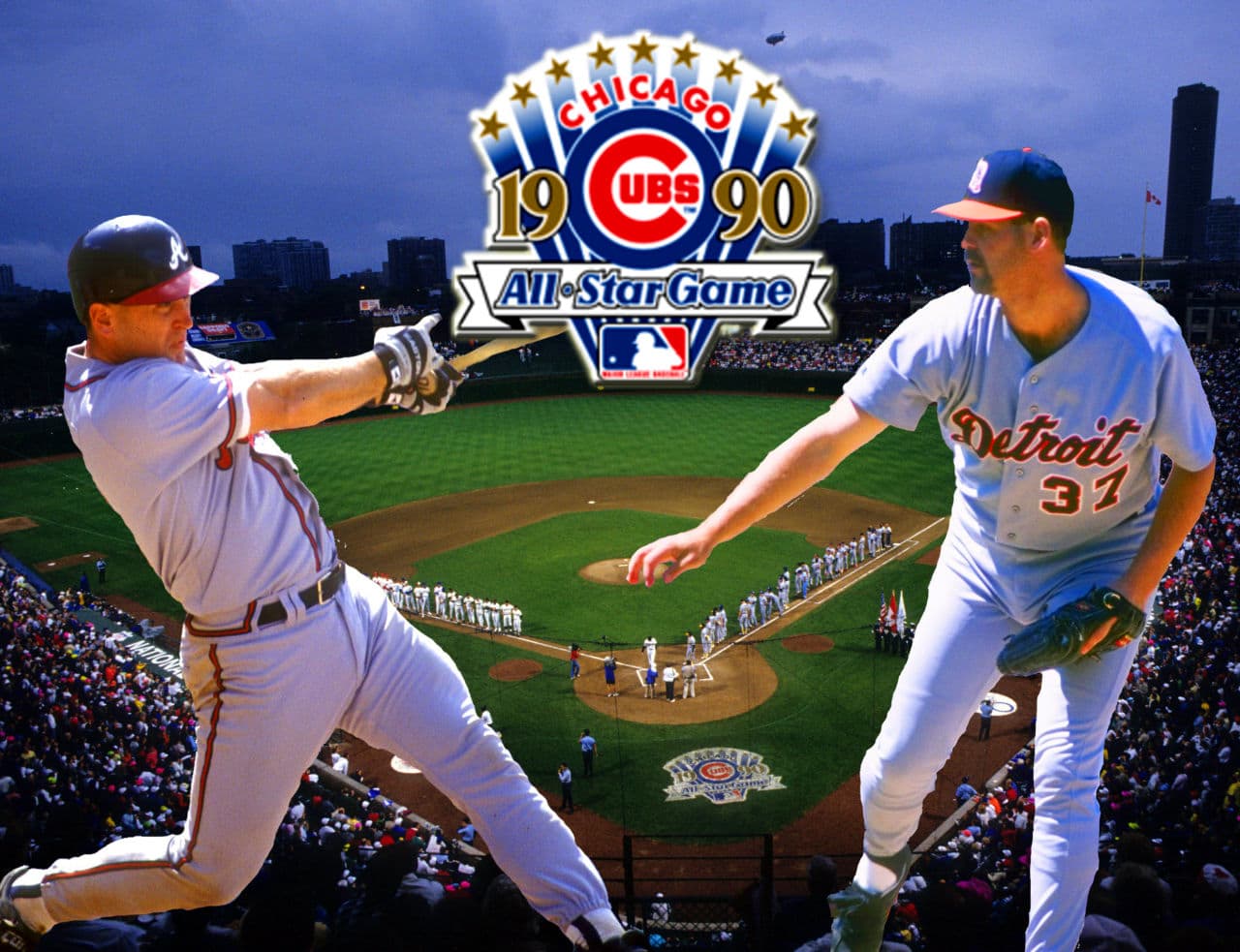 Greg Olson and Gregg Olson have virtually the same name. They played against each other in the 1990 All-Star Game. (Photos by Getty Images/Illustration by Joe Jacobs for WBUR)