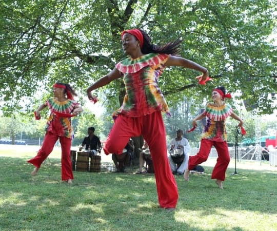 Benkadi Drum &amp; Dance performing at the Outside the Box festival in 2013. (Courtesy Outside the Box)