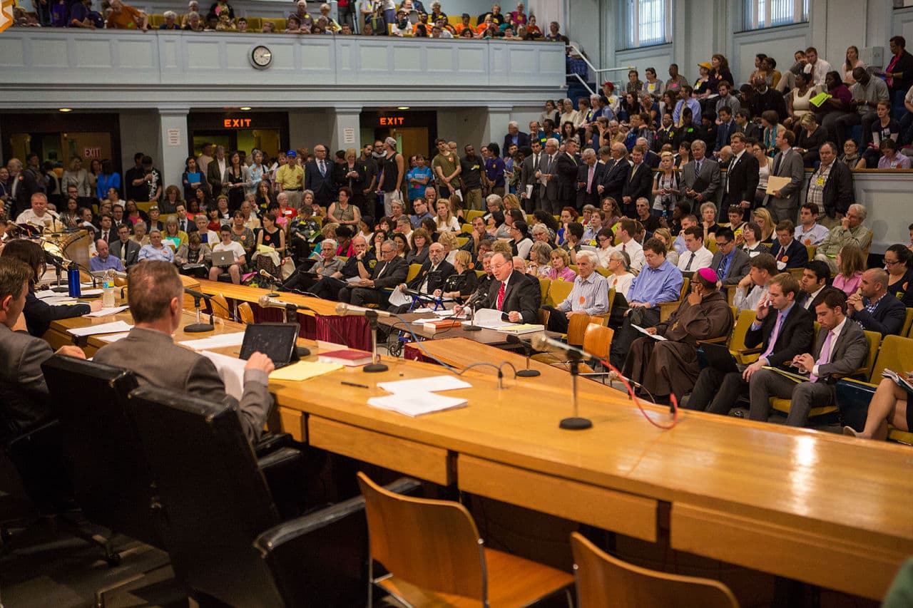 Chief Justice Ralph Gants testified in June at a packed Judiciary Committee hearing on sentencing reform. (Jesse Costa/WBUR)