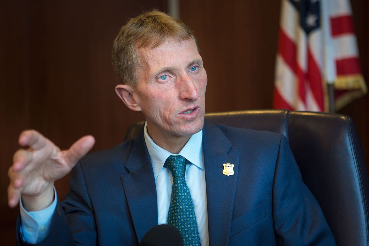 Boston Police Commissioner William Evans, in his office (Jesse Costa/WBUR)