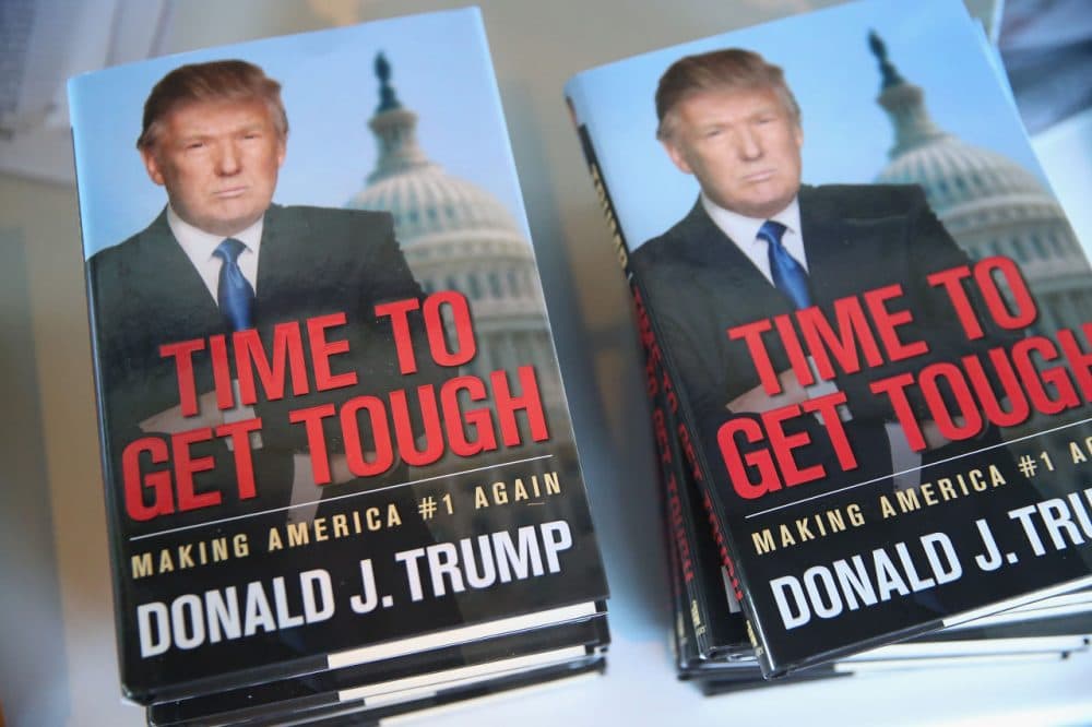 One of Donald Trump's books, "Time to Get Tough" for sale at The Family Leadership Summit on July 18, 2015 in Ames, Iowa. (Scott Olson/Getty Images)