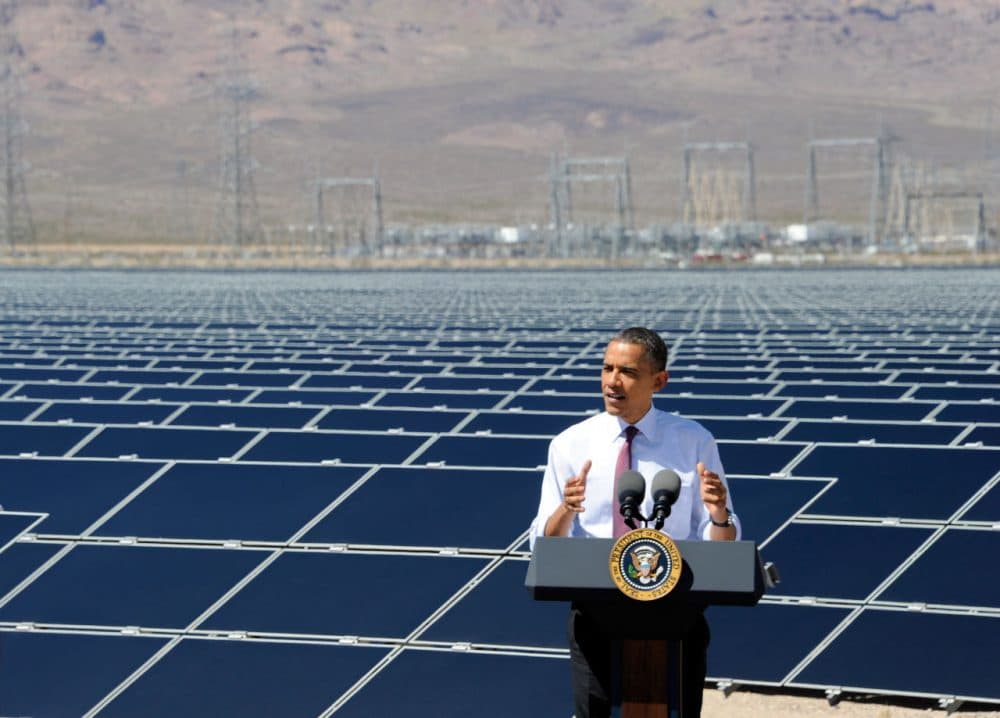 President Obama speaks at Sempra U.S. Gas & Power's Copper Mountain Solar 1 facility, the largest photovoltaic solar plant in the United States in 2012 in Boulder City, Nevada. (Ethan Miller/Getty Images)