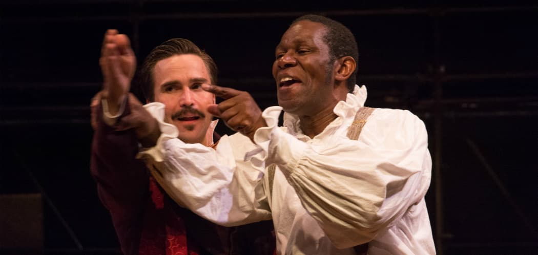Joe Tapper as Pierre Laporte and John Douglas Thompson as Ira Aldridge in Shakespeare & Company's production of "Red Velvet." (Enrico Spada)