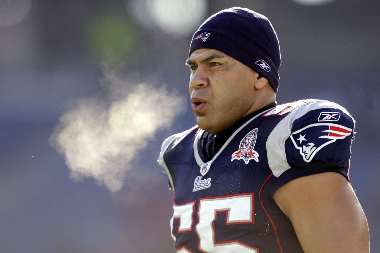 New England Patriots linebacker Junior Seau, pictured here on Jan. 10, 2010, had a degenerative brain disease when he committed suicide in 2012. (Charles Krupa/ AP, File)