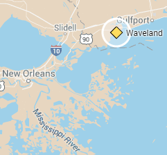 Waveland is seen on a Google map.
