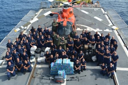 The crew of the Coast Guard Cutter Seneca, homeported in Boston. (U.S. Coast Guard)