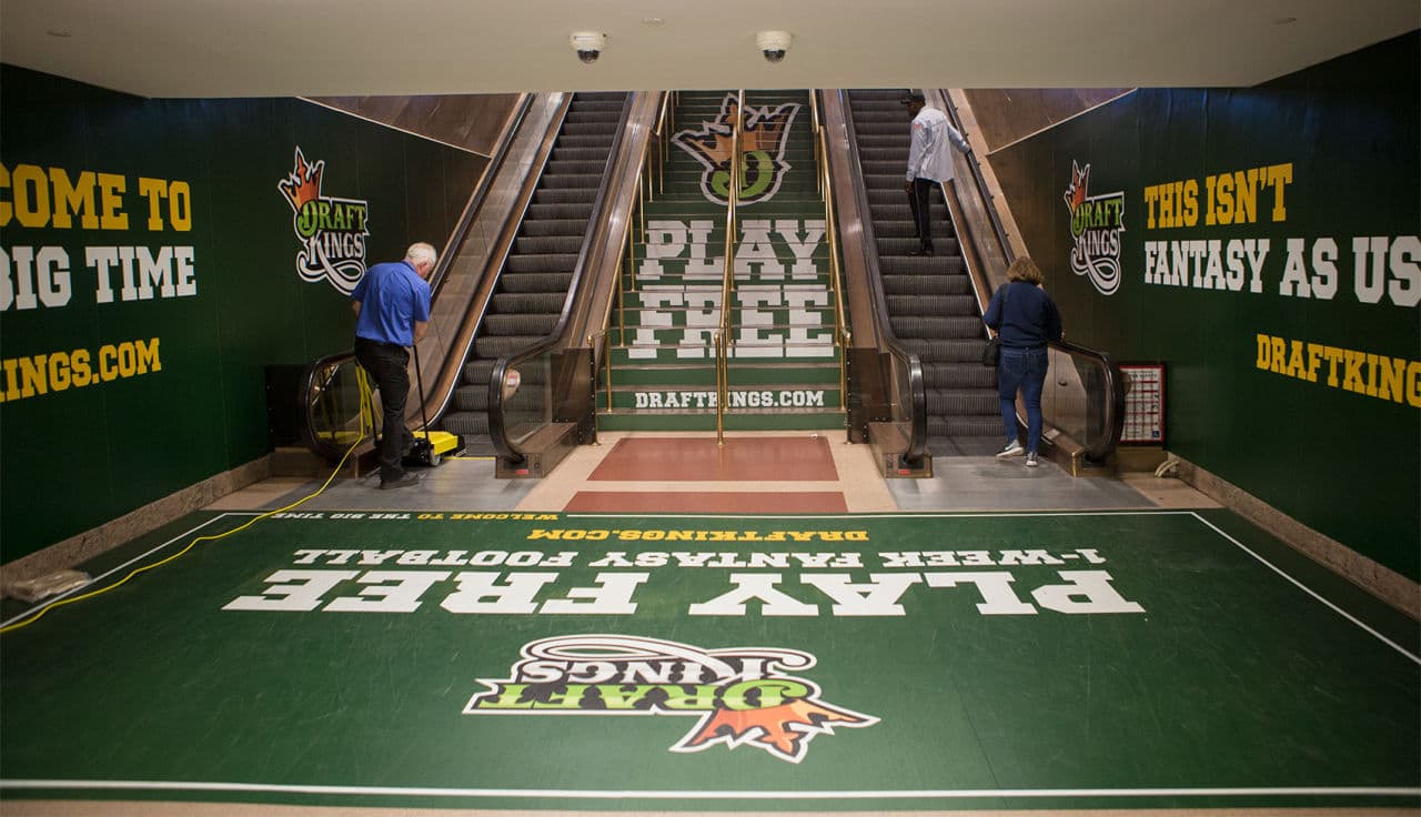 DraftKings advertisements at South Station (Jesse Costa/WBUR)