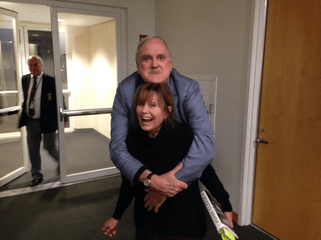 Robin Young tweeted this picture with John Cleese after interviewing him at the John F. Kennedy Presidential Library and Museum on November 7, 2014. (Courtesy of Robin Young)