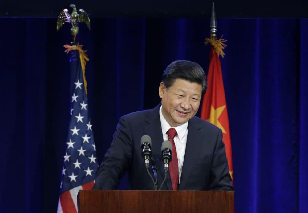 Chinese President Xi Jinping speaks Tuesday, Sept. 22, 2015, at a banquet in Seattle. Xi was in Seattle on his way to Washington, D.C., for a White House state dinner on Friday. (Ted S. Warren/AP)