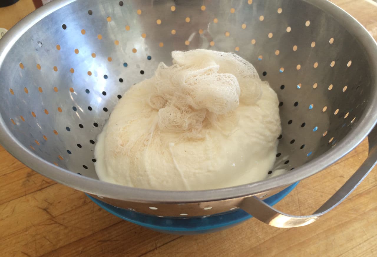When you drain plain whole milk yogurt over a layer of cheesecloth in your refrigerator for 24 hours or more the result is thickened yogurt, much like Greek yogurt. (Kathy Gunst)