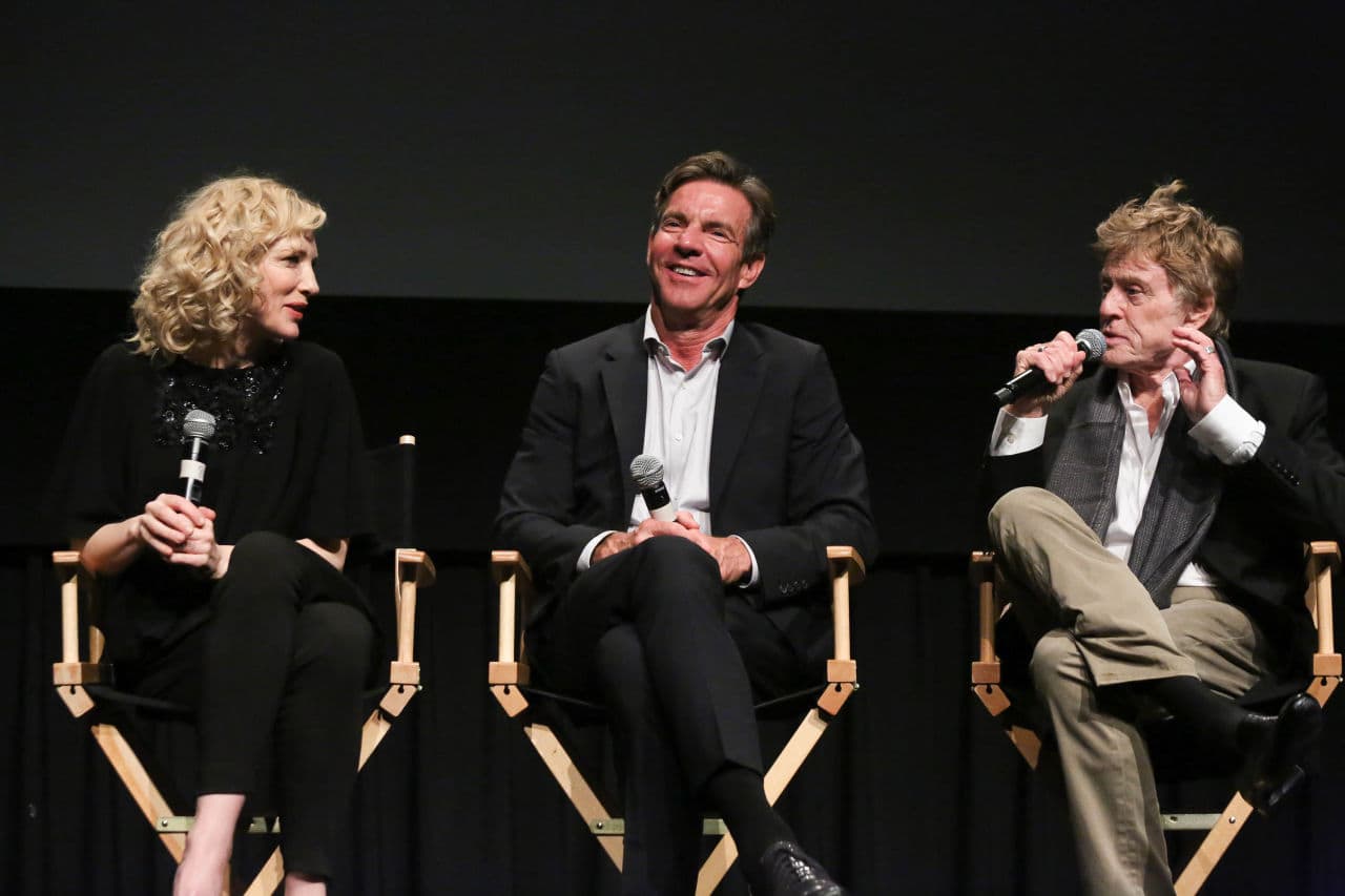 From left: Cate Blanchett, Dennis Quaid and Robert Redford attend a panel discussion following a screening of "Truth," hosted by the Academy Of Motion Picture Arts And Sciences at New York Institute of Technology, on October 7, 2015 in New York City. (Rob Kim/Getty Images for Academy of Motion Picture Arts and Sciences)
