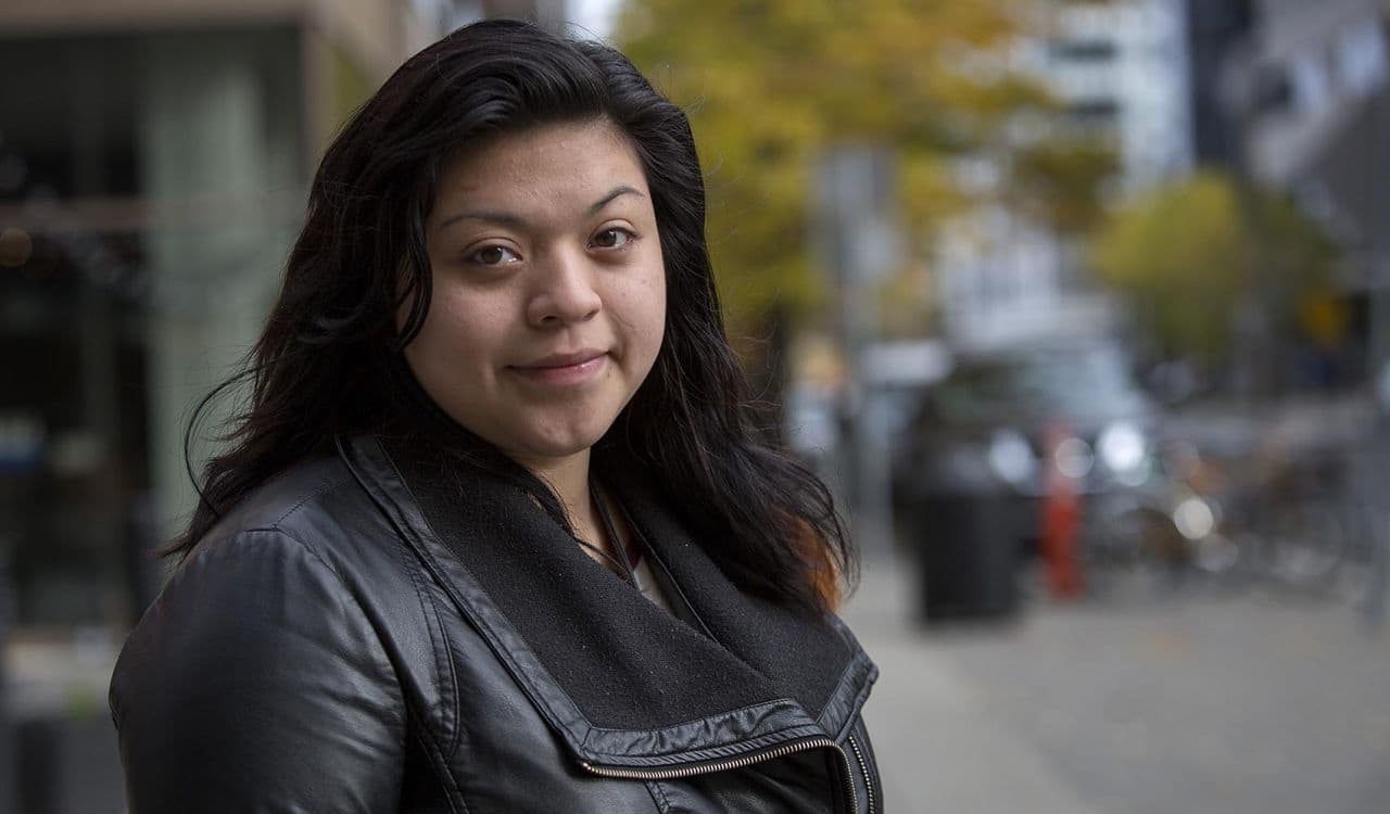 Shahera Zallum, 19, of Cambridge, currently works at a McDonald's in the city and makes $9.50 an hour. “I think $15 an hour and a decent amount of work hours a week would provide me with stability, and that’s all I really want at this point," she told WBUR. (Robin Lubbock/WBUR)