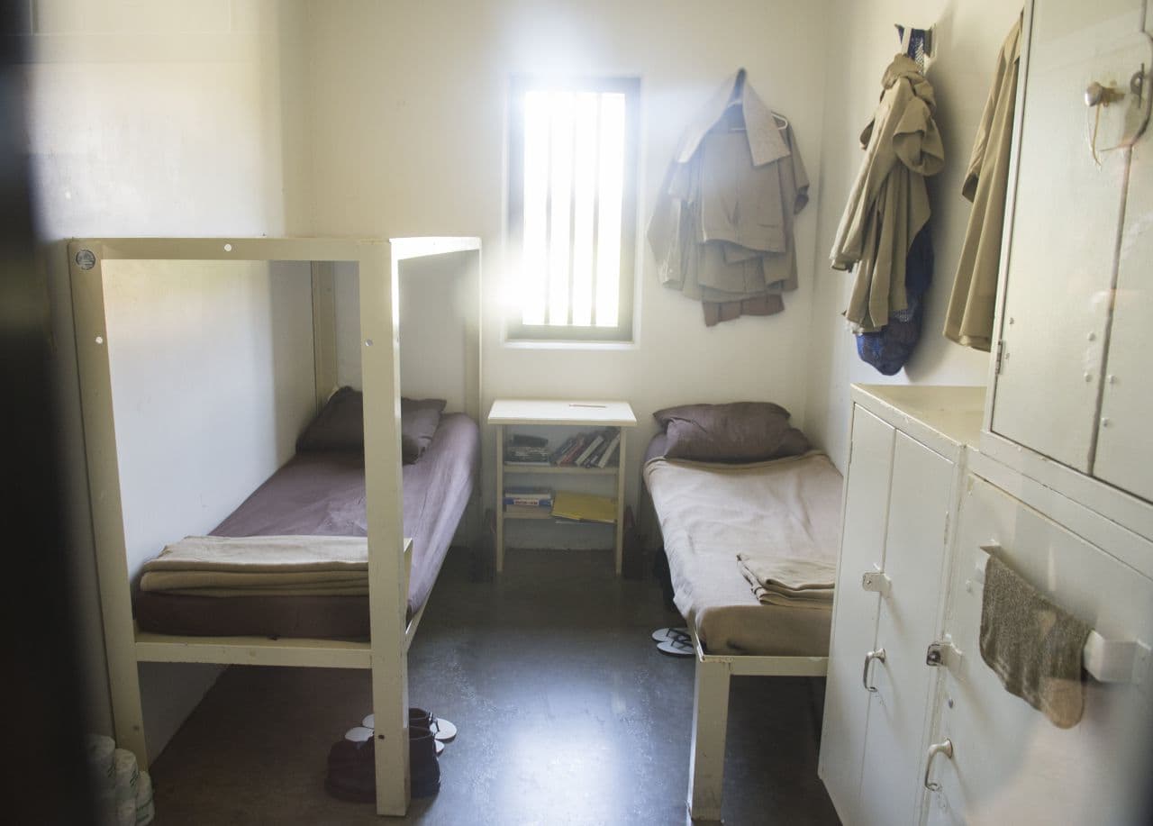 A prison cell is seen through the door window following a tour of the cell block at El Reno Federal Correctional Institution in El Reno, Oklahoma. (Saul Loeb/AFP/Getty Images)