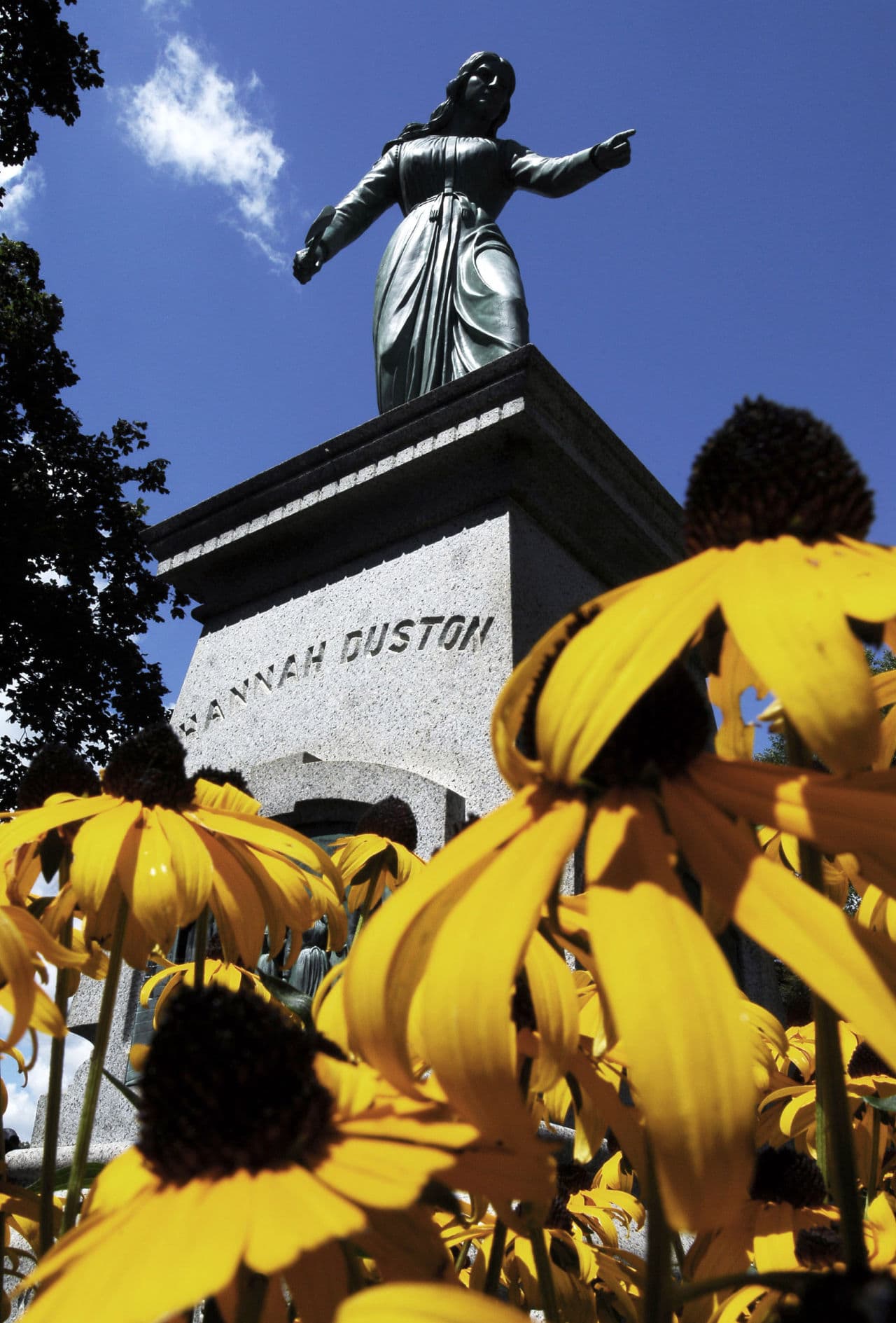 A statue of Hannah Dustin is pictured in Haverhill, Massachusetts. (William B. Plowman/AP)