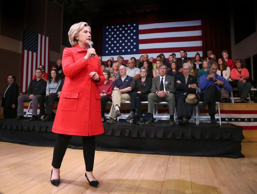 Democratic presidential candidate Hillary Rodham Clinton speaks during a town hall meeting Friday in Keene, N.H. (Mary Schwalm/AP)